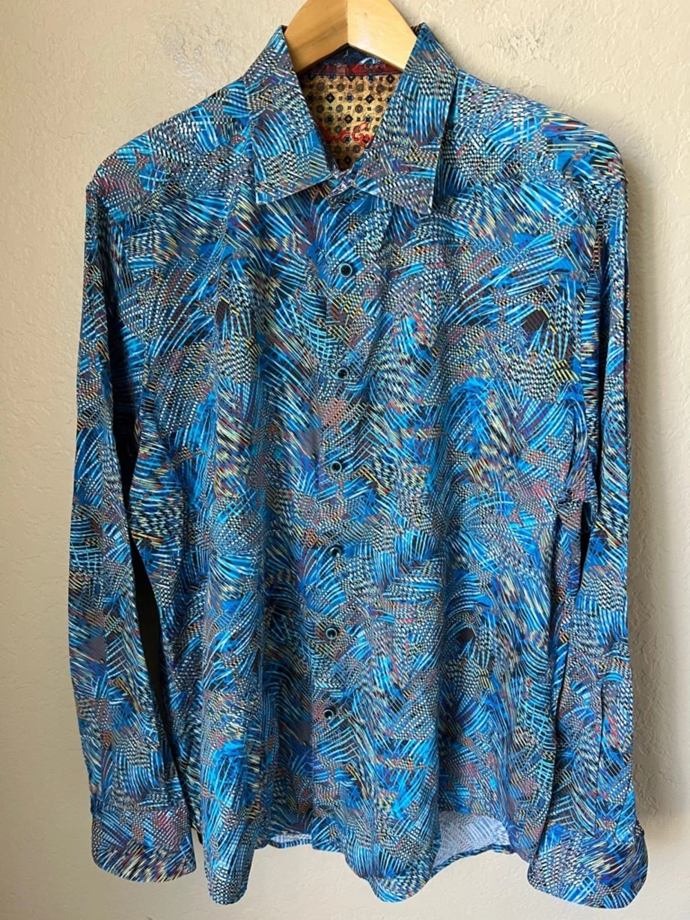 Robert Graham blue abstract geometric button down long sleeve shirt - Picture 2 of 11